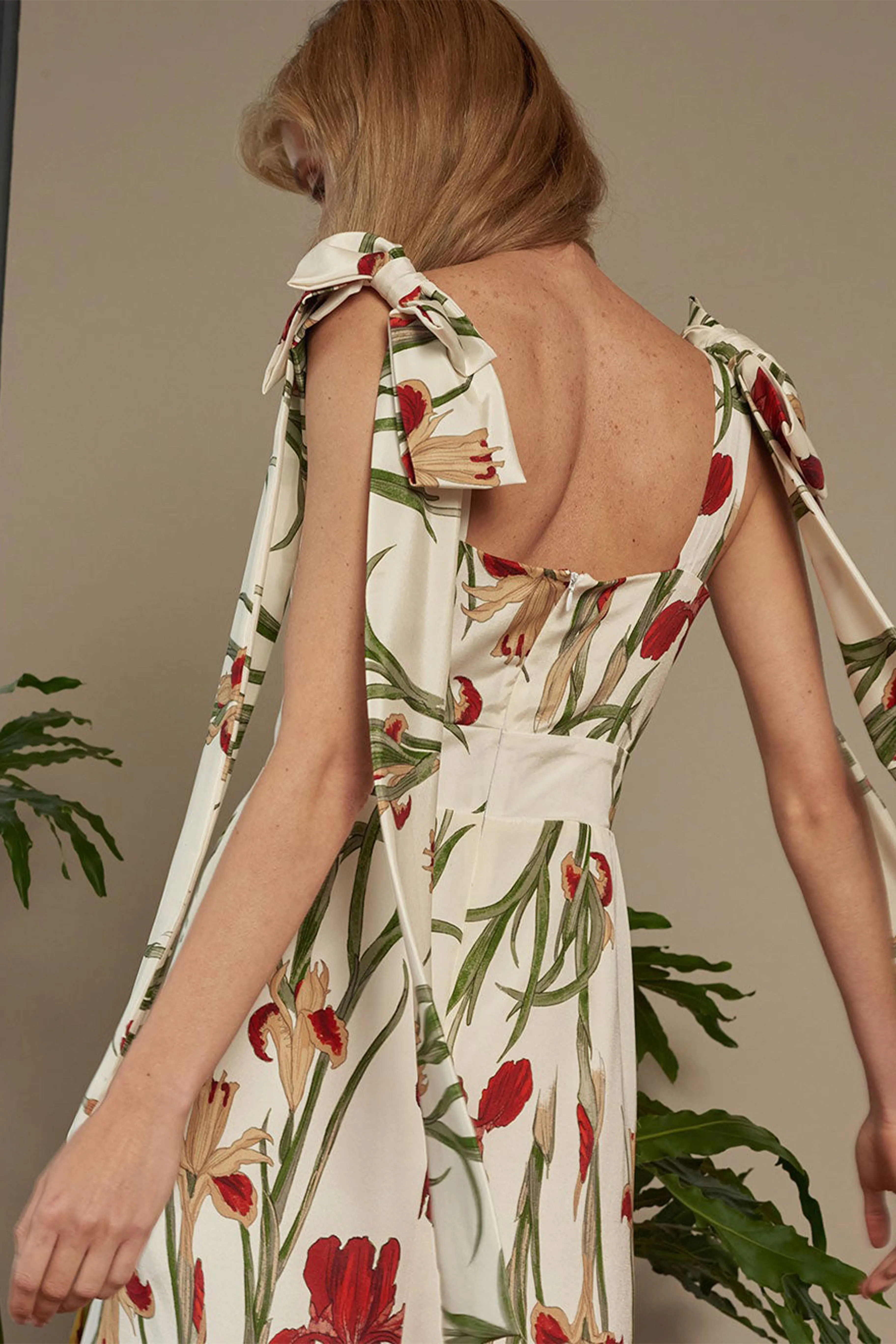 White Flora Mini Dress With Ribbons Detail
