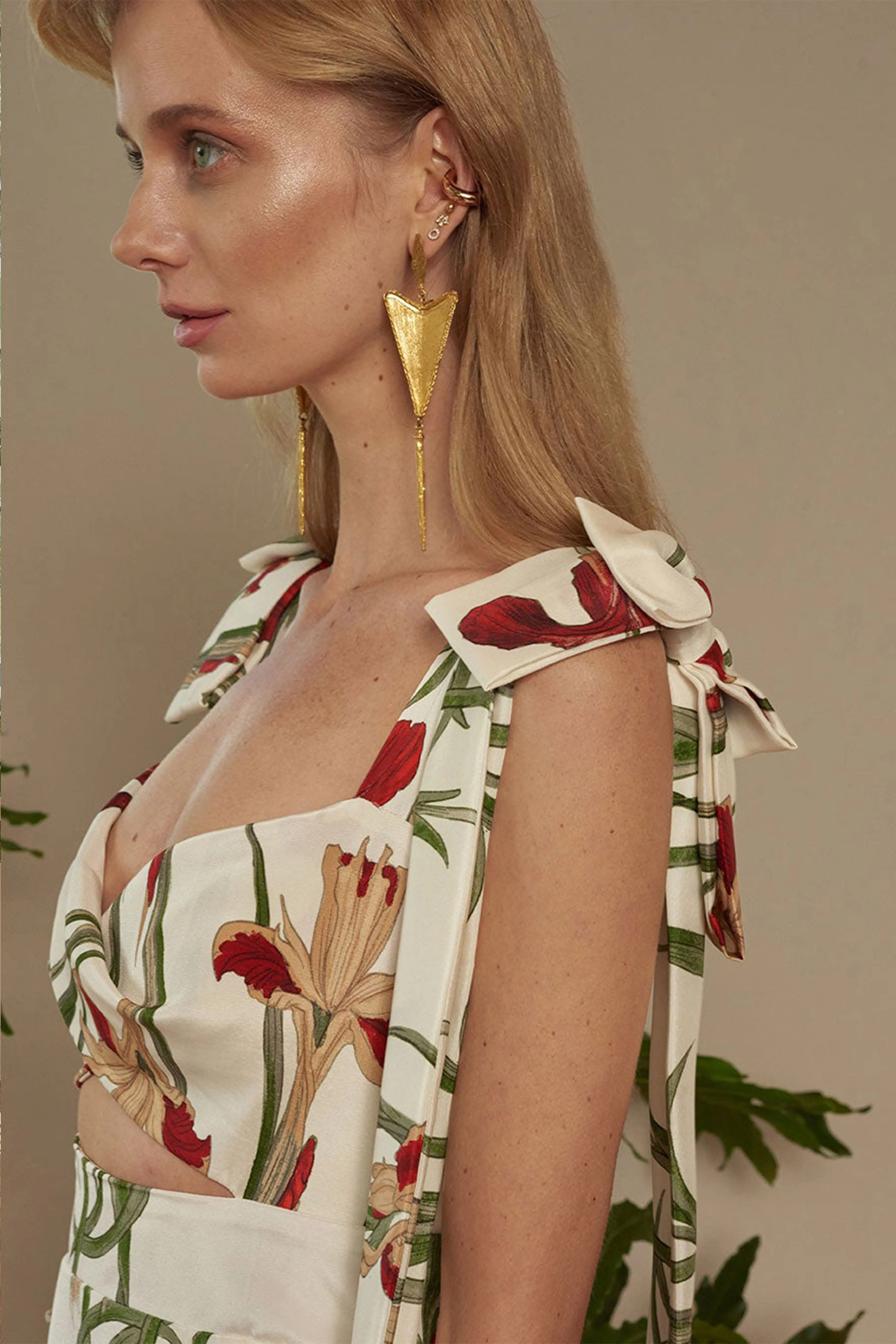 White Flora Mini Dress With Ribbons Detail