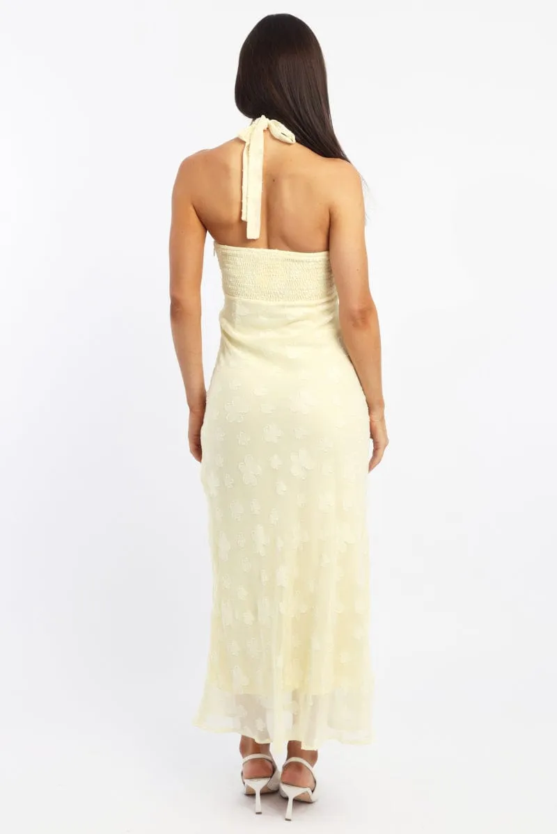 Yellow Midi Dress Halter Neck