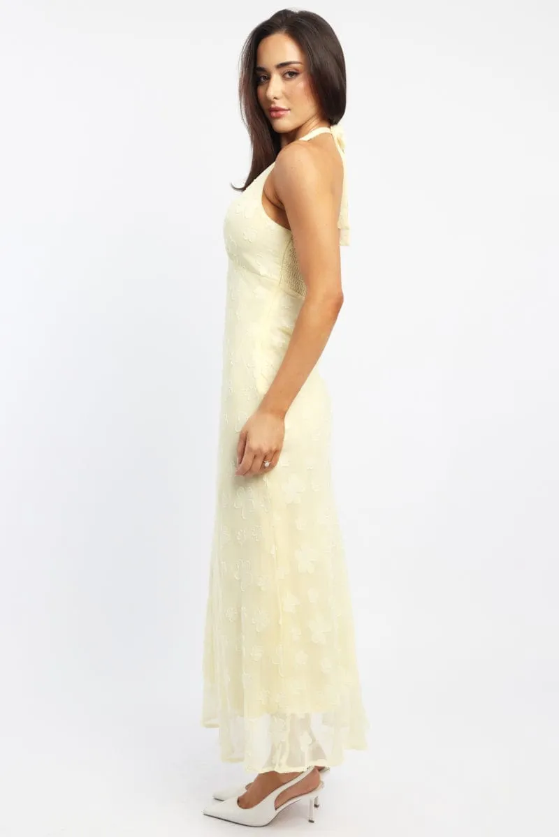 Yellow Midi Dress Halter Neck
